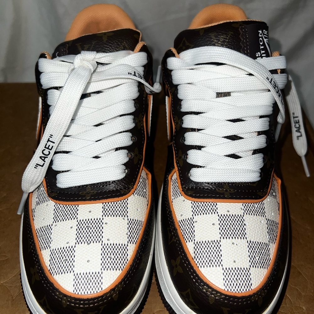 Louis Vuitton X Nike Air force Ones in Black and Orange